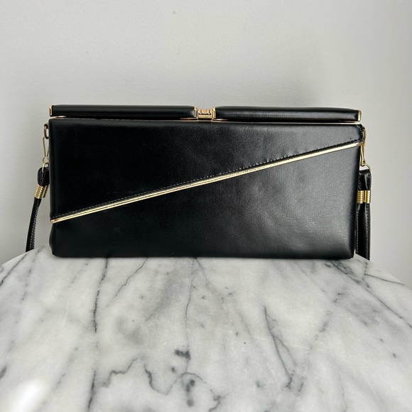 Vintage black and gold purse - convertible clutch, evening bag - Picture 3 of 12